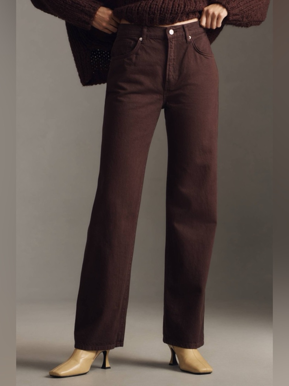 Reformation Val 90s Mid-Rise Straight-Leg Jeans Chocolate Brown Womens 26 - Picture 2 of 8